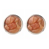 Flat Round with Mixed Gemstone Chip Beads Stud Earrings for Girl Women EJEW-JE04669-5