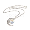 Glass Religion Fairy with Crescent Moon Pendant Necklace NJEW-P270-01C-2