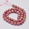Faceted Natural Rhodonite Round Bead Strands X-G-M289-02-8mm-2