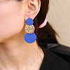 Flat Round Alloy Dangle Stud Earrings FS-WGB25D4-05-2