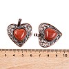 Natural Red Jasper Peach Love Heart Pendants G-G158-01-02-3
