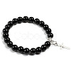 Cross Bracelet Women's European and American Fashion Personality Black Bracelet Ethnic Style Jewelry Lava Stone XK5170-9-1