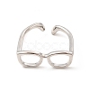 Brass Glasses Frame Open Cuff Ring for Women RJEW-F140-140P-1