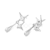 Rack Plating Brass Pave Cubic Zirconia Star with Teardrop Dangle Stud Earrings for Women EJEW-D059-25P-2