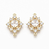 Brass Clear Cubic Zirconia Links connectors X-ZIRC-Q021-046G-NF-1