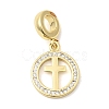Brass Pave Clear Cubic Zirconia European Dangle Charms KK-A296-12B-G-1