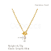 Minimalist Imitation Pearl Rice Pendant Stainless Steel PaPerclip Chain Necklaces for Everyday Women's Wear LS-OX8079-2-3