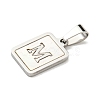 304 Stainless Steel Pave Natural White Shell Pendants STAS-S130-03P-M-2