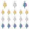 18Pcs 3 Colors 304 Stainless Steel Pendant Rhinestone Settings Ion Plating(IP) STAS-DC0014-65-1