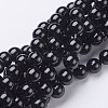Natural Dyed & Heated Black Onyx Round Beads Strands X-GSR10mmC097-1