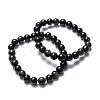 Natural Golden Sheen Obsidian Stretch Beaded Bracelets G-A185-01P-2