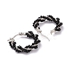 Glass Beaded Twisted Rope Hoop Earrings EJEW-M196-C01-S-01-2