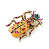 Beetles Enamel Pin with Rhinestone JEWB-P016-06AG-02-3