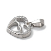 304 Stainless Steel Micro Pave Cubic Zirconia Pendants STAS-Z107-04P-02-2