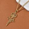 304 Stainless Steel Hollow Cut Yoga Om Lotus Flower Pendant Necklaces NJEW-Z073-02G-06-3