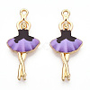 Printed Light Gold Tone Alloy Pendants ENAM-N056-207F-2