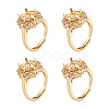 4Pcs Adjustable Brass Micro Pave Clear Cubic Zirconia Solitaire Ring Settings ZIRC-NB0002-06G-1