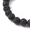 Natural Lava Rock & Natural Lapis Lazuli Gemstone Round Beaded Stretch Bracelet BJEW-JB09767-02-4