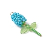 Glass Seed Beaded Rose Pendants PALLOY-MZ00959-06-3