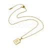 Ion Plating(IP) Rectangle with Initial Letter 304 Stainless Steel Pendant Necklace NJEW-R265-04G-E-3