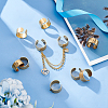 10Pcs 5 Styles 304 Stainless Steel Open Cuff Ring Components STAS-UN0054-83G-2