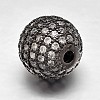 Round Brass Micro Pave Cubic Zirconia Beads ZIRC-N016-01B-12mm-2