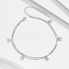 925 Sterling Silver Anklet AJEW-Z029-02P-2