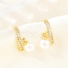 Round Brass Micro Pave Clear Cubic Zirconia Cuff Earrings EJEW-Z164-02G-3