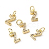 Real 18K Gold Plated Brass Micro Pave Clear Cubic Zirconia Charms KK-E068-VB452-Z-4