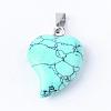 Synthetic Turquoise Pendants with Brass Findings G-R390-03-1