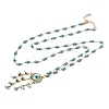 Boho Brass Resin Blue Evil Eye Pendant Necklaces with Dyed Natural Howlite Chip Tassel NJEW-L014-01G-4