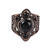 Natural Obsidian Retro Finger Rings RJEW-B067-01R-21-2