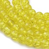 Yellow Crackle Glass Round Beads Strands X-CCG-Q001-8mm-04-3