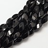 Dyed Natural Black Onyx Twist Beads Strands G-P093-08-1