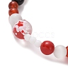 Natural Mixed Gemstone & Lampwork Stretch Bracelet BJEW-TA00259-5