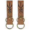 Rectangle PU Leather Medieval Belt Pendant. with Alloy Ring AJEW-CL0004-79-1
