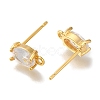 Brass Clear Cubic Zirconia Stud Earrings Finding for Women EJEW-B107-16G-2