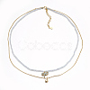 Faceted Natural Blue Topaz Tiered Necklaces NJEW-F212-10G-1