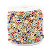 304 Stainless Steel & Evil Eye Glass Beads Link Chain CHS-D034-01G-3