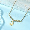 Electroplate Glass Faceted Rondelle Beaded Alloy Pendant 304 Stainless Steel Curb Chain Necklaces for Women NJEW-JN05764-02-1
