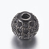 Brass Micro Pave Cubic Zirconia Beads ZIRC-E134-6mm-05B-1