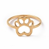 Ion Plating(IP) 201 Stainless Steel Paw Print Finger Ring RJEW-J051-25G-2