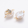 Natural Pearl Links connectors PEAR-F014-02G-3