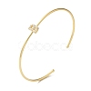 Rack Plating Brass Micro Pave Clear Cubic Zirconia Letter Open Cuff Bangles BJEW-A018-01G-B-1
