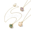 Natural Mixed Gemstone Round Pendant Necklaces NJEW-JN04565-1