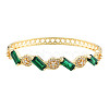 Cubic Zirconia Rectangle & Evil Eye Hinged Bangle BJEW-N012-047-2