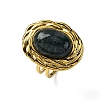 Oval Natural Moss Agate Finger Rings RJEW-M063-01G-07-2