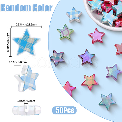 50Pcs Rainbow Iridescent Printed Opaque Acrylic Beads OACR-SP0002-13A-1