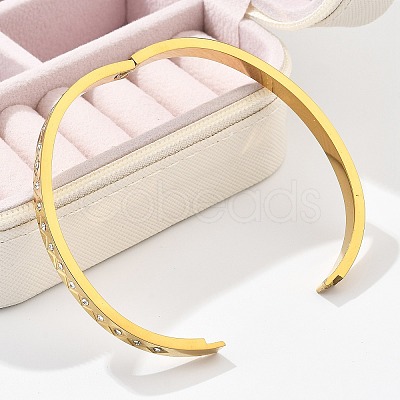 304 Stainless Steel Rhinestone Bangles for Women BJEW-Z092-13G-1