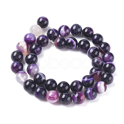Natural Striped Agate/Banded Agate Beads Strands G-G582-6mm-52-1